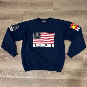 Vintage Hanes Olympic Flags Graphic Sweatshirt USA Made Olympics Theme